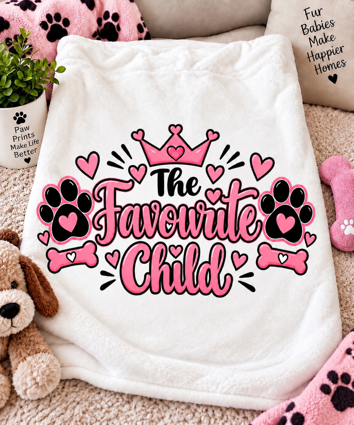 The Favourite Child Personalised Dog Blanket - pink