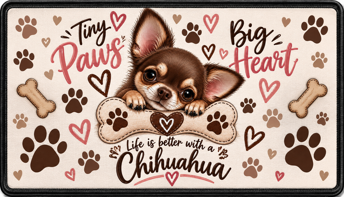 Chihuahua Dog Bowl Mat – 44 × 25 cm
