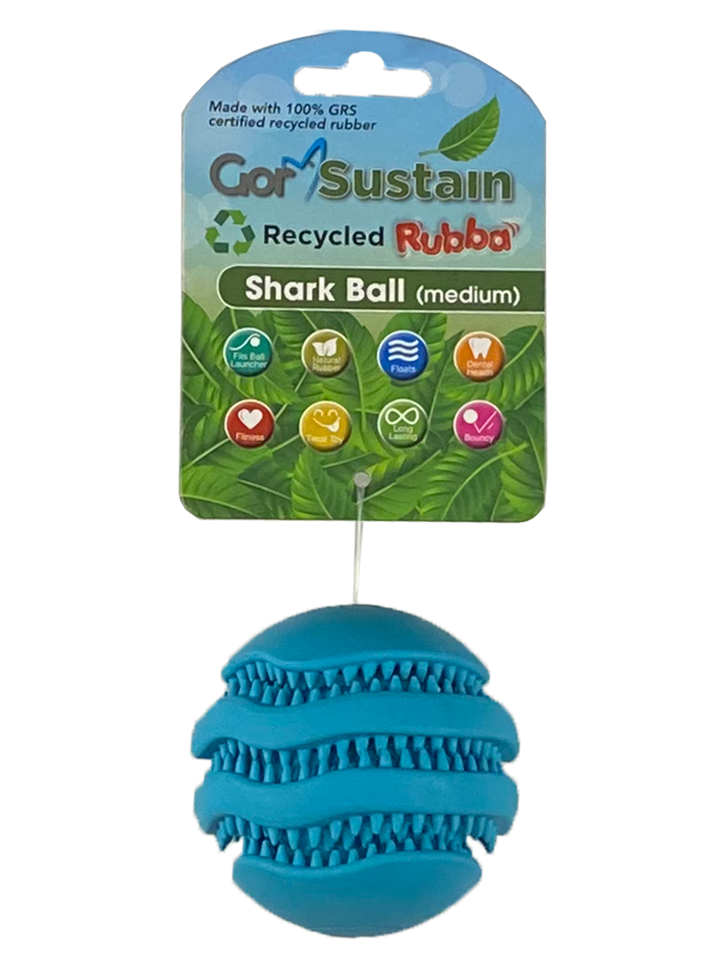 Gor Pets Sustain Rubba Shark Ball - Medium (6.5cm) - Blue