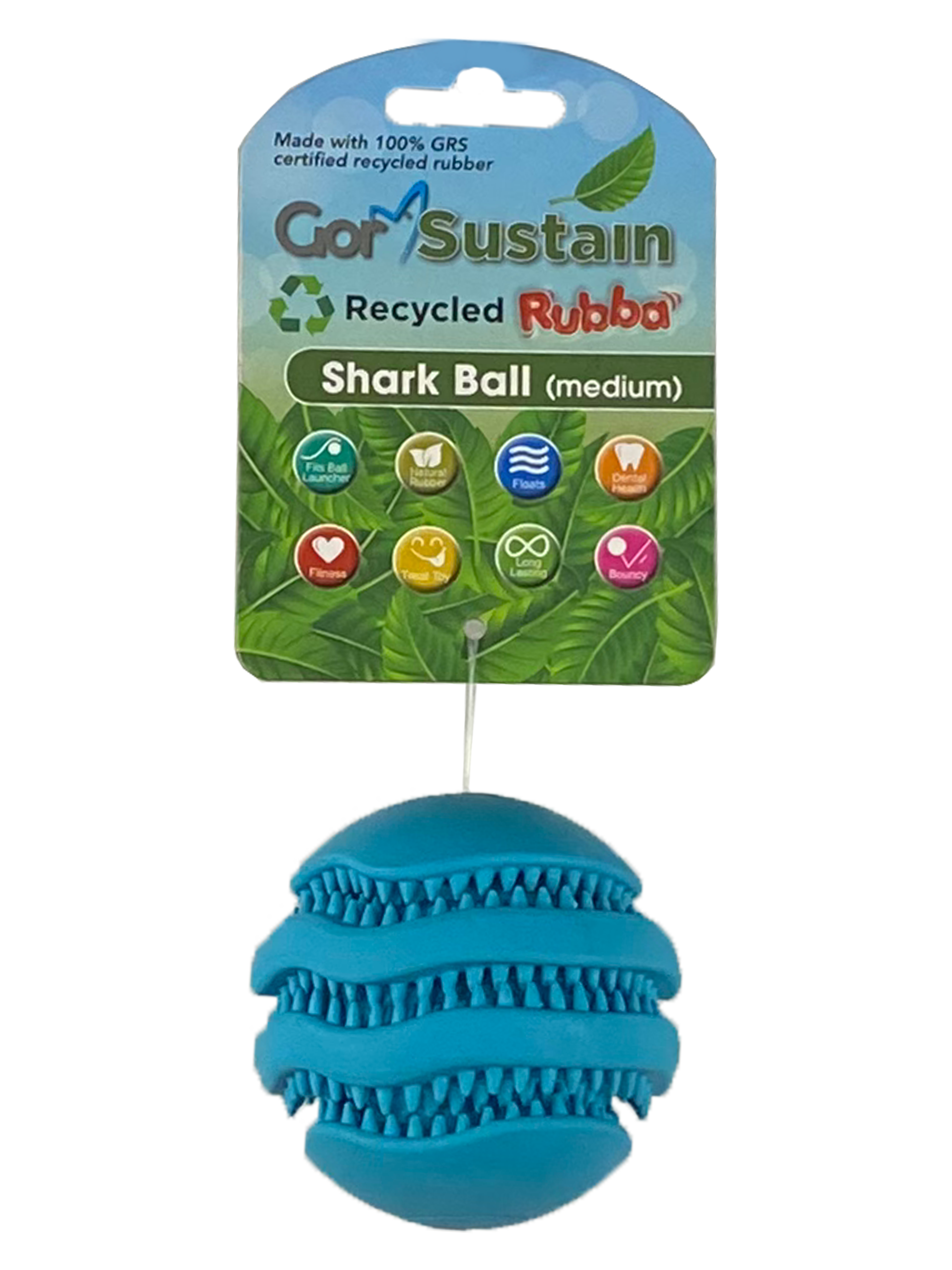 Gor Pets Sustain Rubba Shark Ball - Medium (6.5cm) - Blue