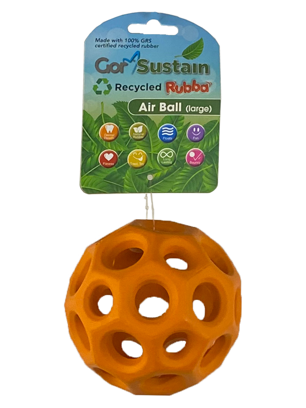 Gor Pets Sustain Rubba Air Ball - Large (10.5cm) - Orange