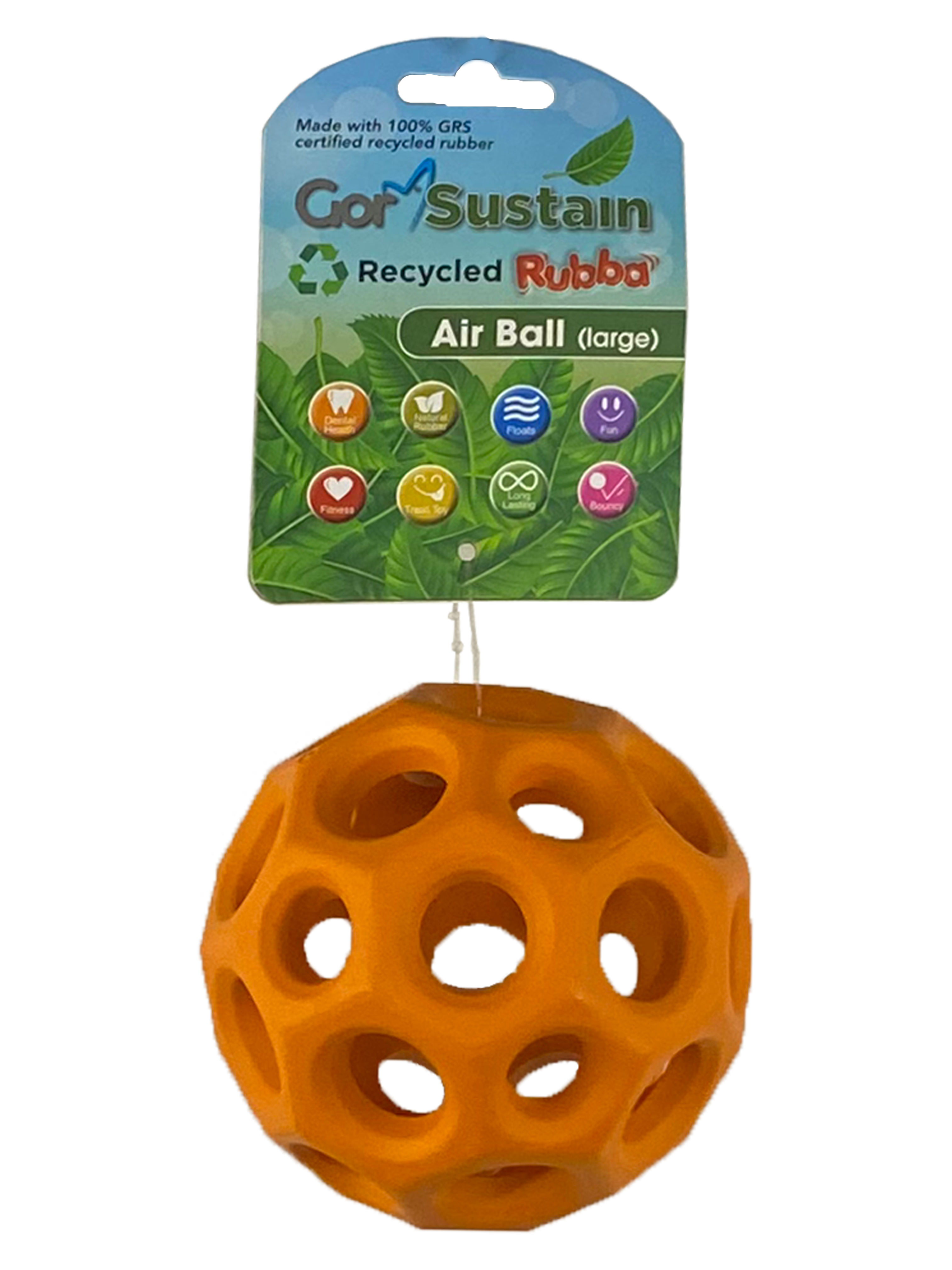 Gor Pets Sustain Rubba Air Ball - Large (10.5cm) - Orange