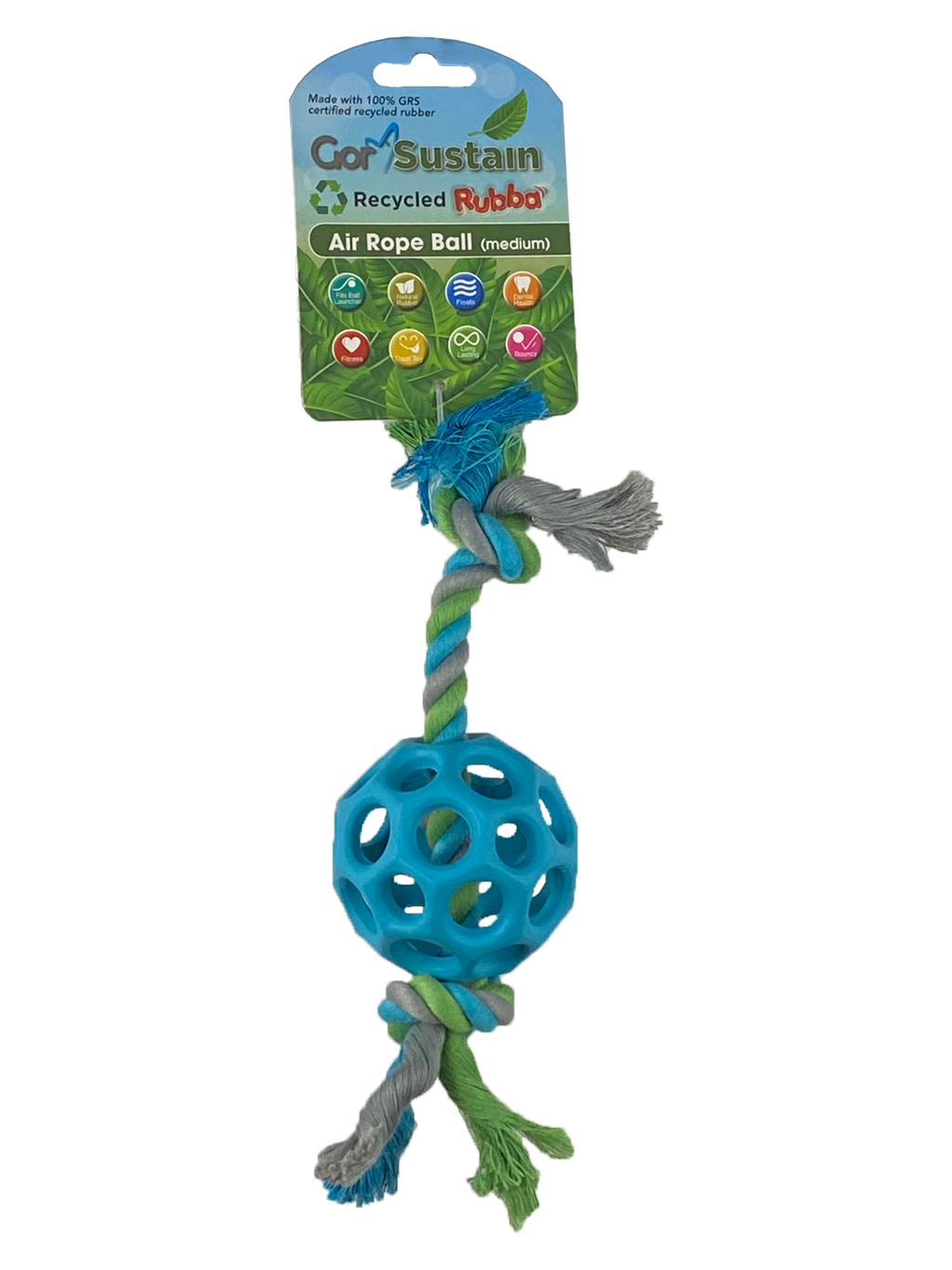 Gor Pets Sustain Rubba Air Rope Ball - Medium (6.5cm) - Blue
