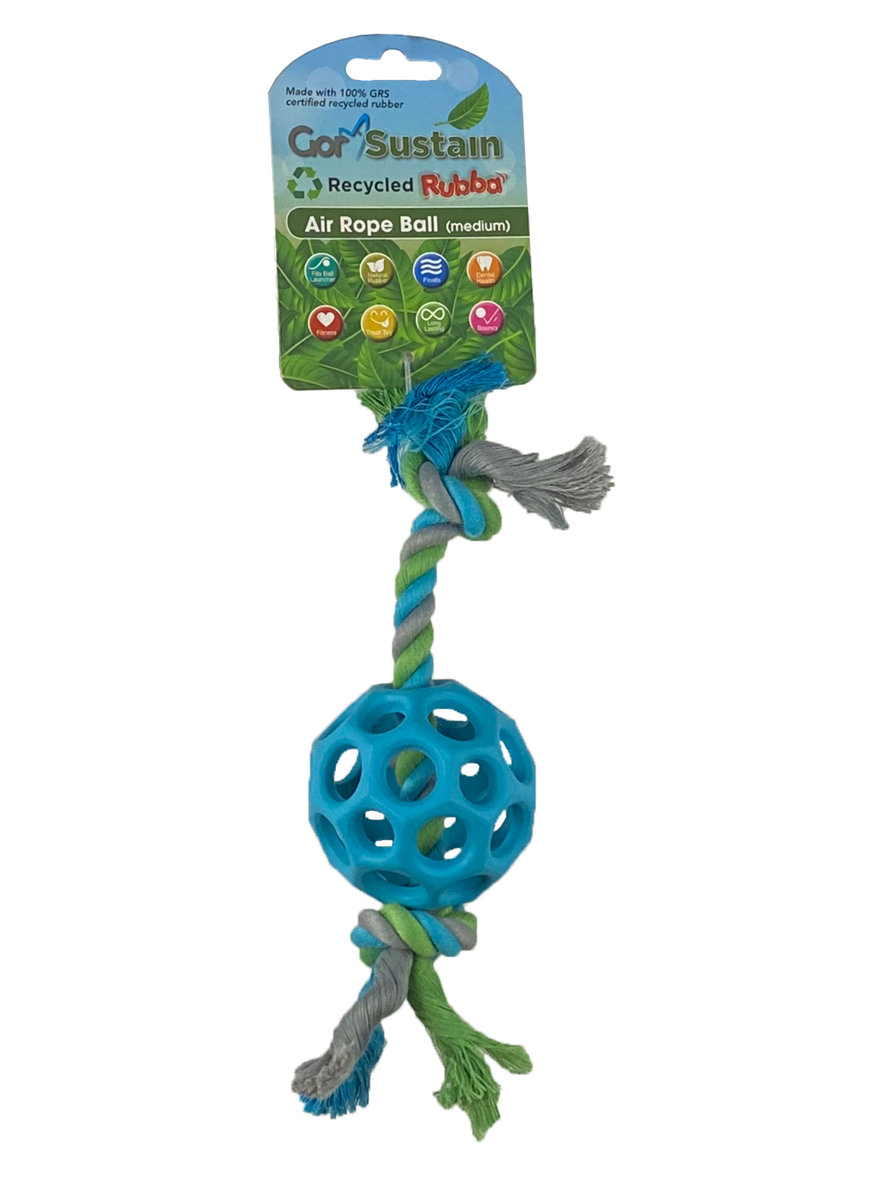 Gor Pets Sustain Rubba Air Rope Ball - Medium (6.5cm) - Blue