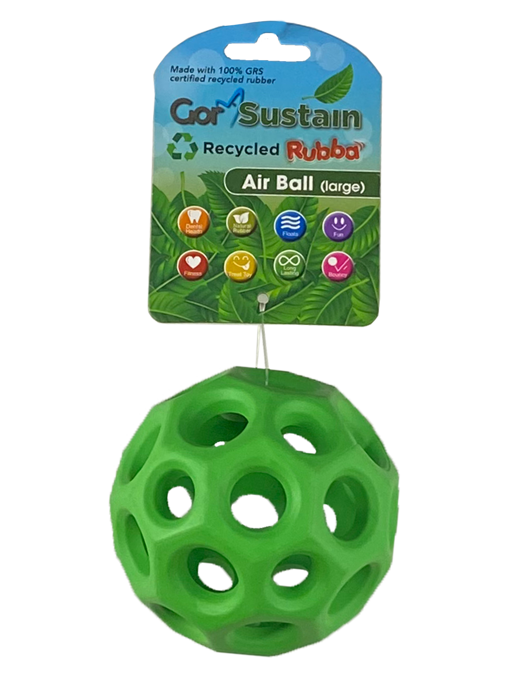 Gor Pets Sustain Rubba Air Ball - Large (10.5cm) - Green