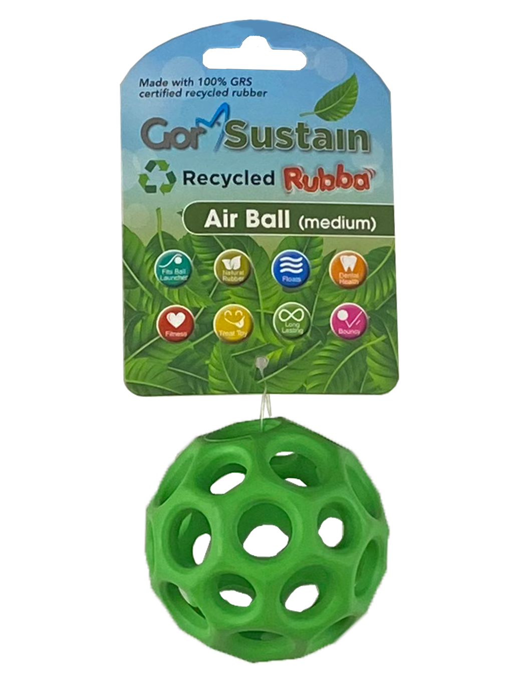 Gor Pets Sustain Rubba Air Ball - Medium (6.5cm) - Green
