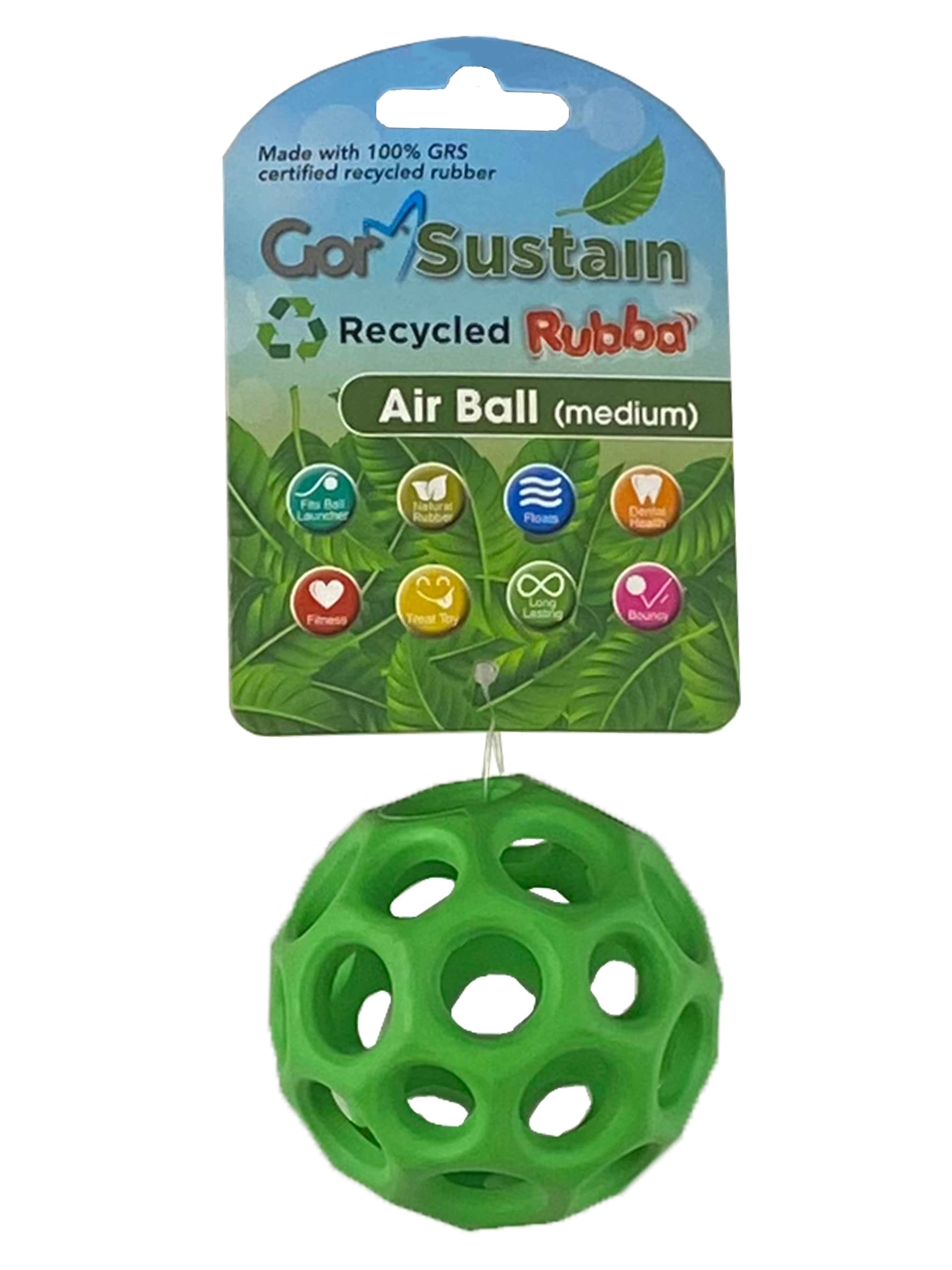 Gor Pets Sustain Rubba Air Ball - Medium (6.5cm) - Green