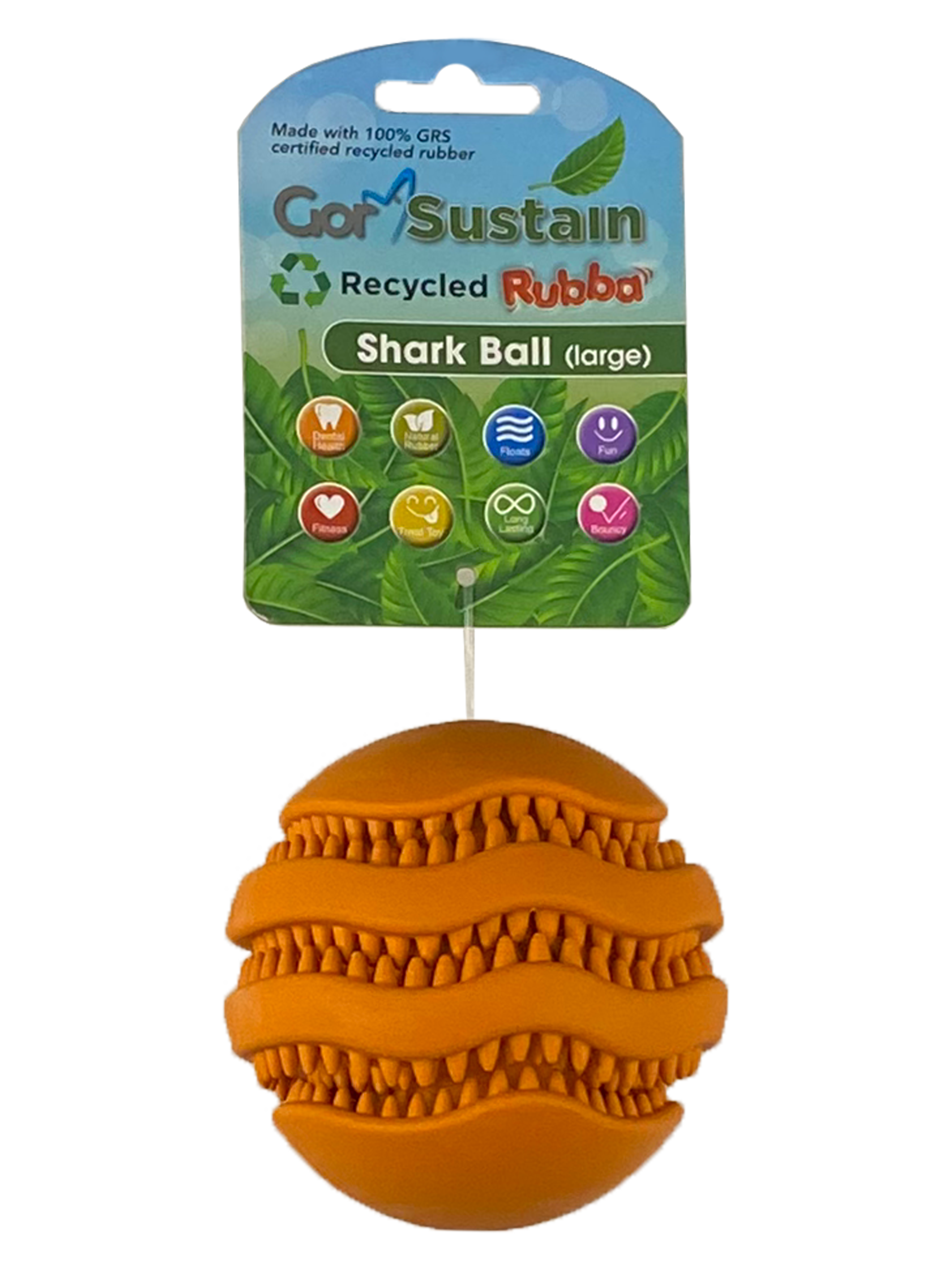 Gor Pets Sustain Rubba Shark Ball - Large (10.5cm) - Orange