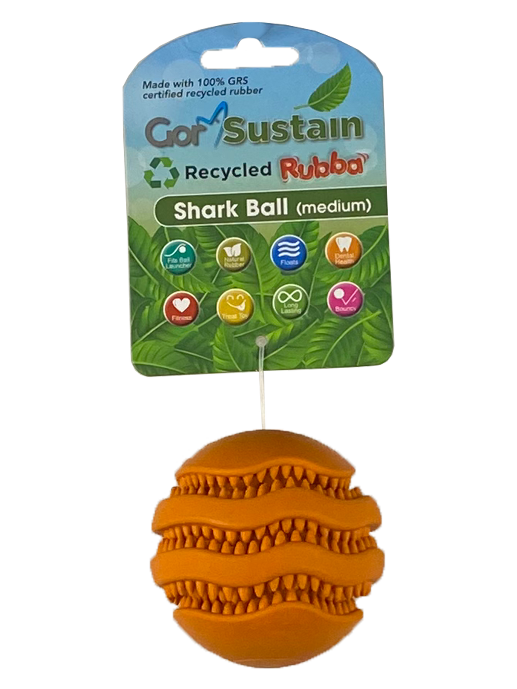 Gor Pets Sustain Rubba Shark Ball - Medium (6.5cm) - Orange