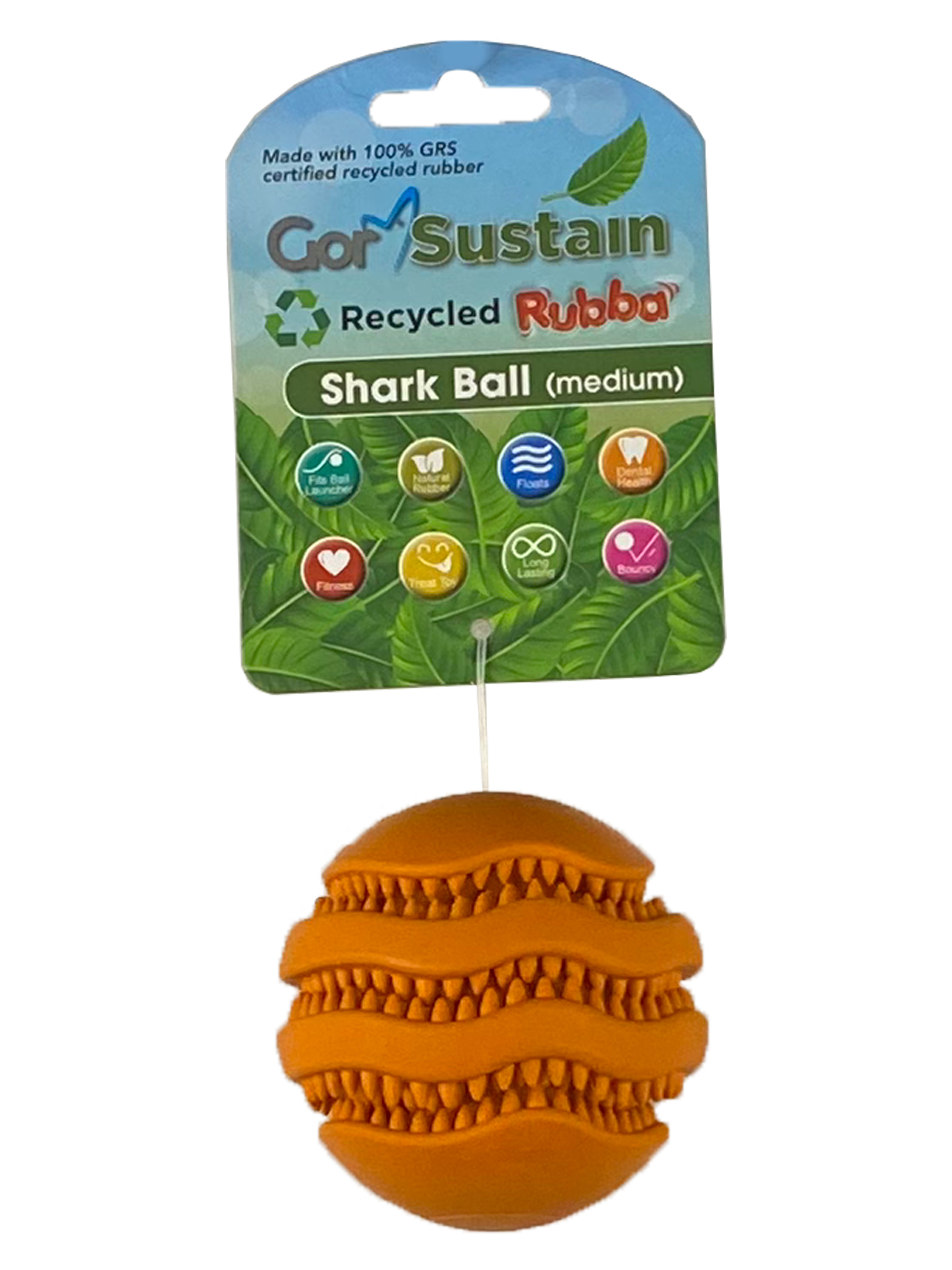 Gor Pets Sustain Rubba Shark Ball - Medium (6.5cm) - Orange