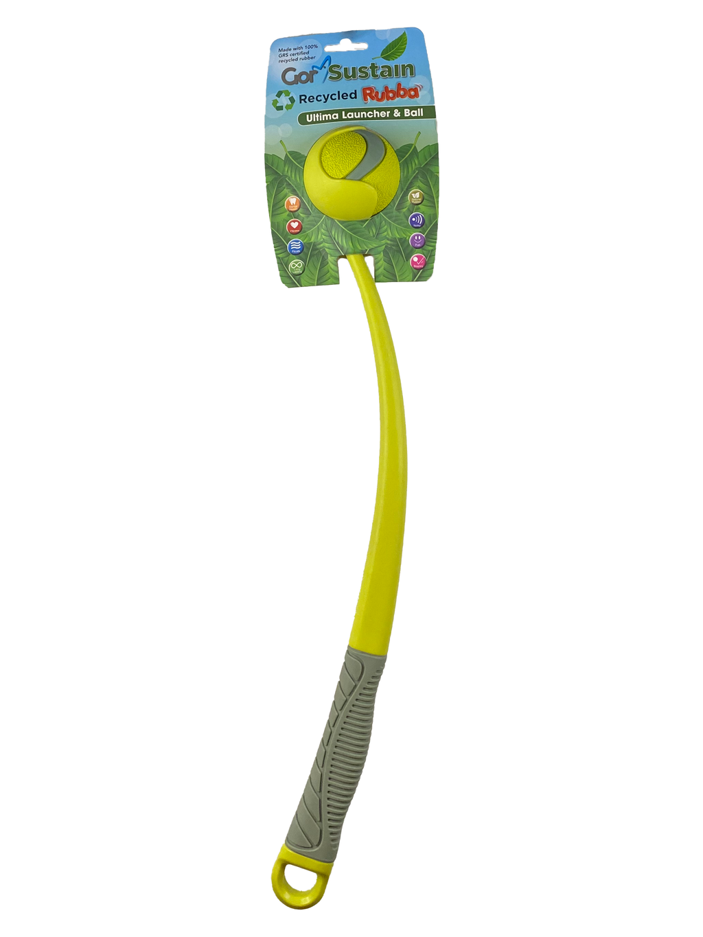 Gor Pets Sustain Rubba Ultima Launcher & Ball Medium 6.5cm - Neon