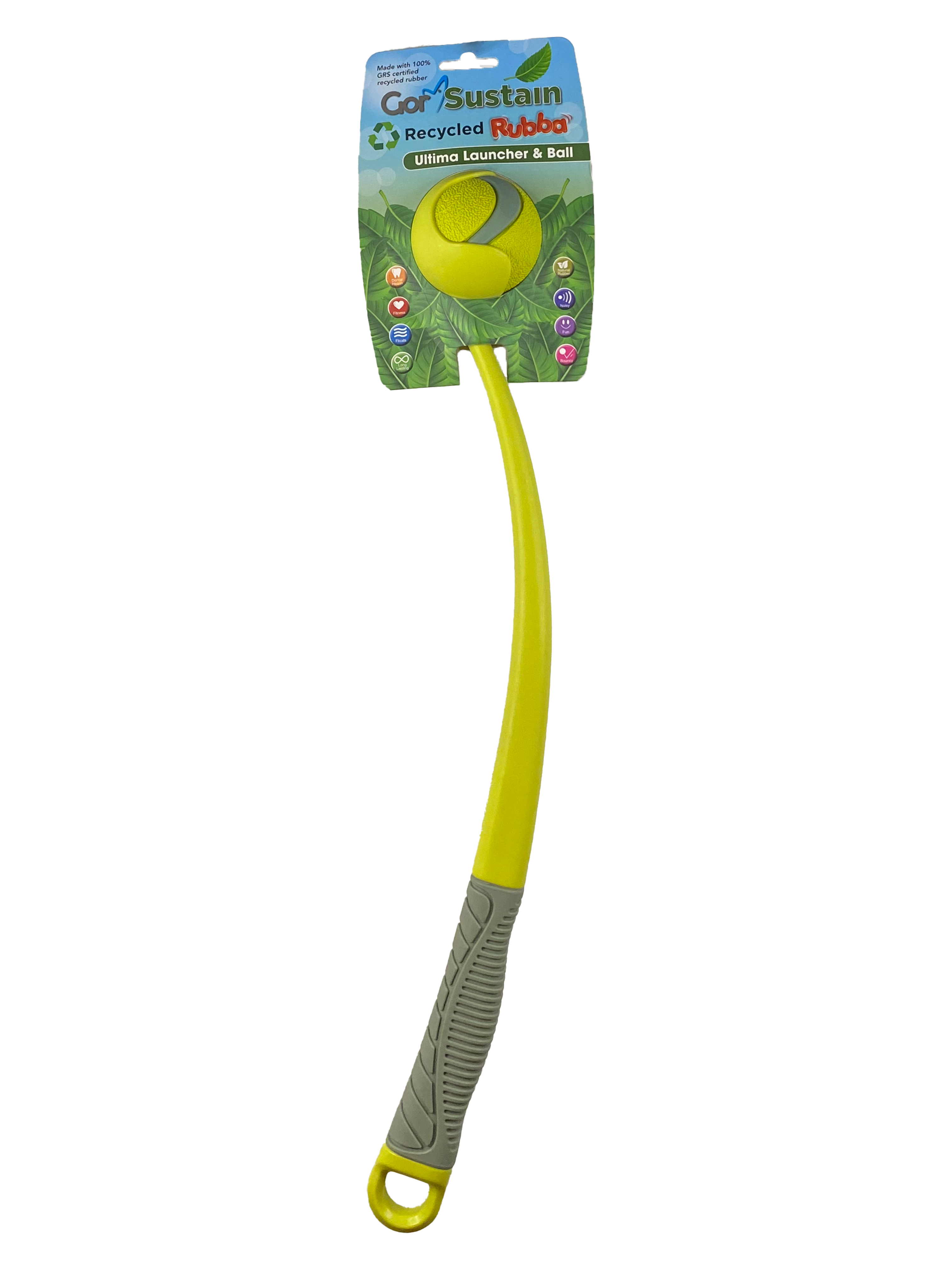 Gor Pets Sustain Rubba Ultima Launcher & Ball Medium 6.5cm - Neon