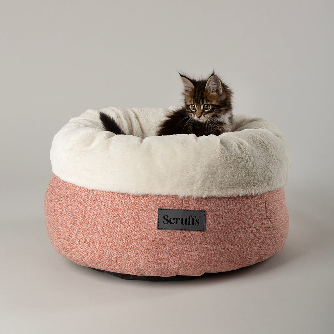Seattle Sanctuary Deep Round Cat Bed - Coral Pink