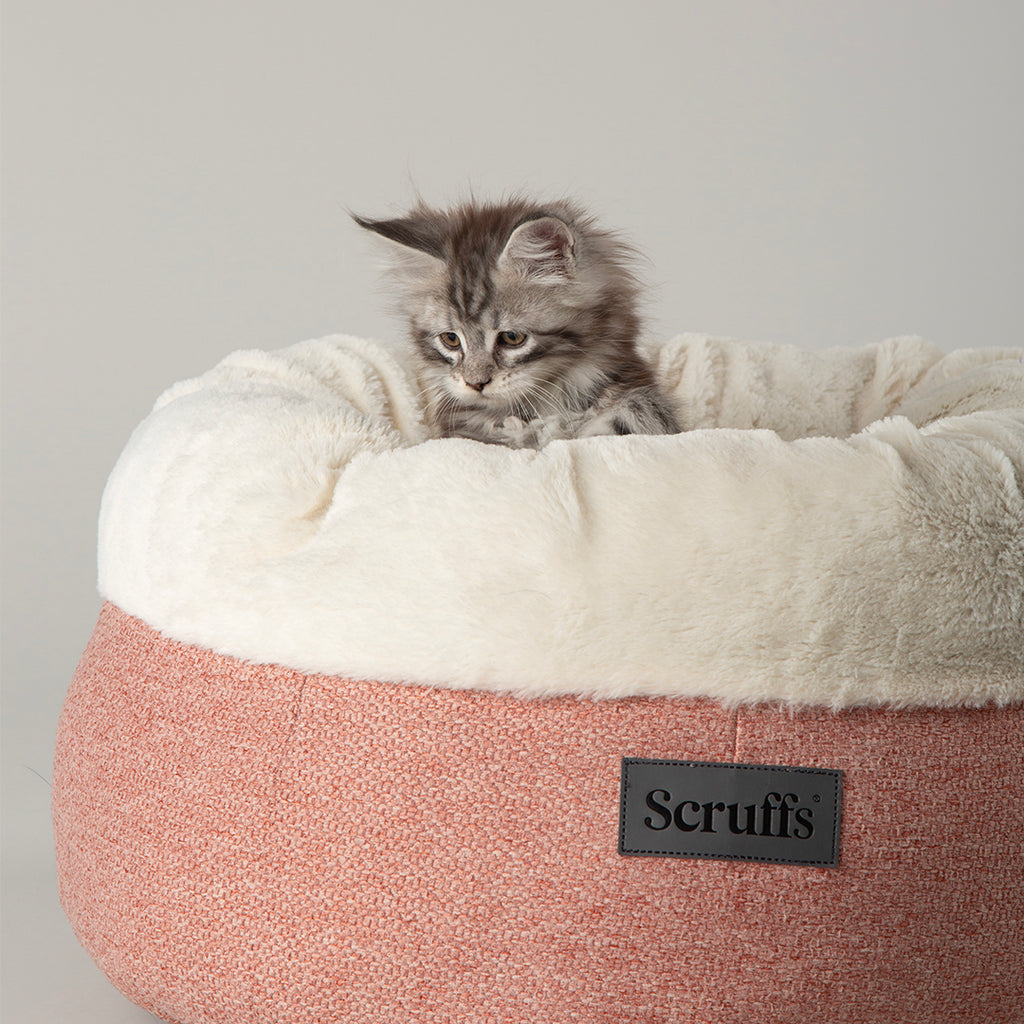 Seattle Sanctuary Deep Round Cat Bed - Coral Pink