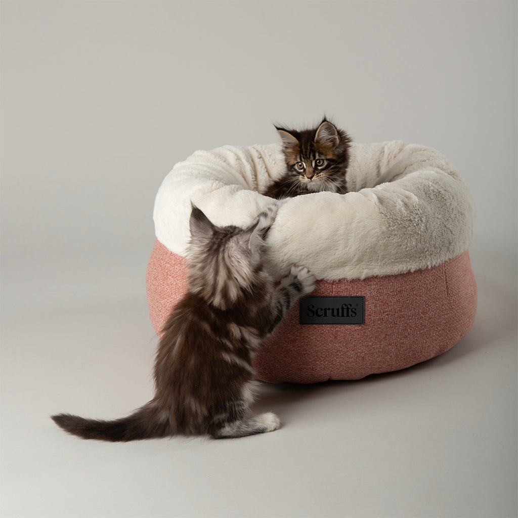Seattle Sanctuary Deep Round Cat Bed - Coral Pink