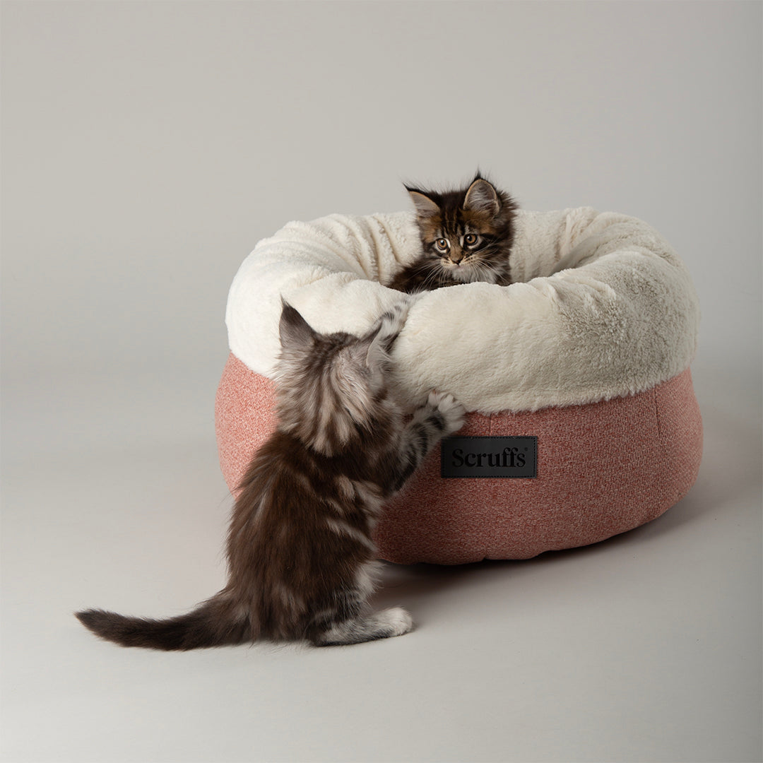 Seattle Sanctuary Deep Round Cat Bed - Coral Pink