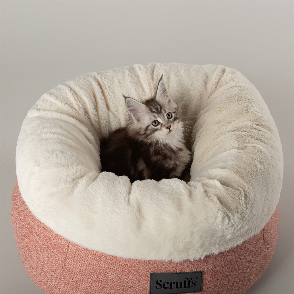 Seattle Sanctuary Deep Round Cat Bed - Coral Pink