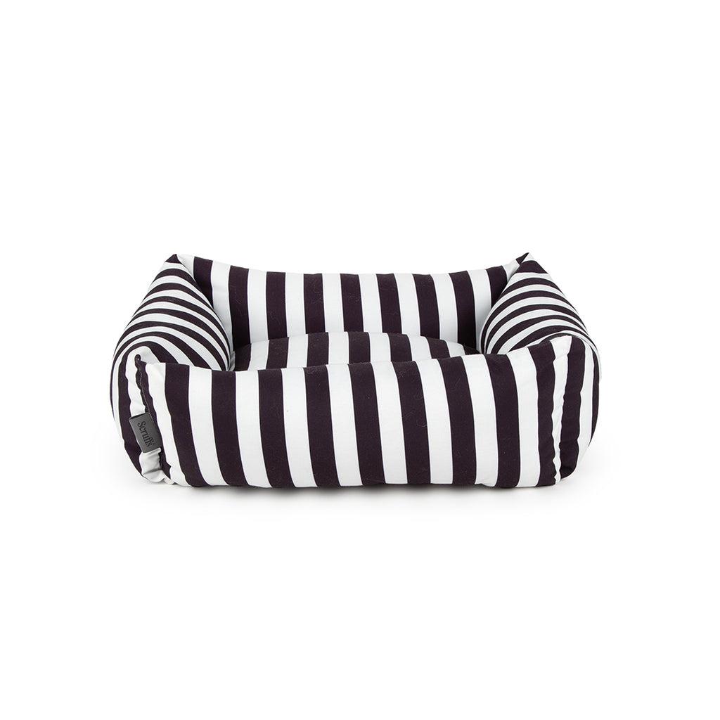 Amalfi Striped Box Bed - Black- Medium (60 x 50cm / 24" x 19.5")