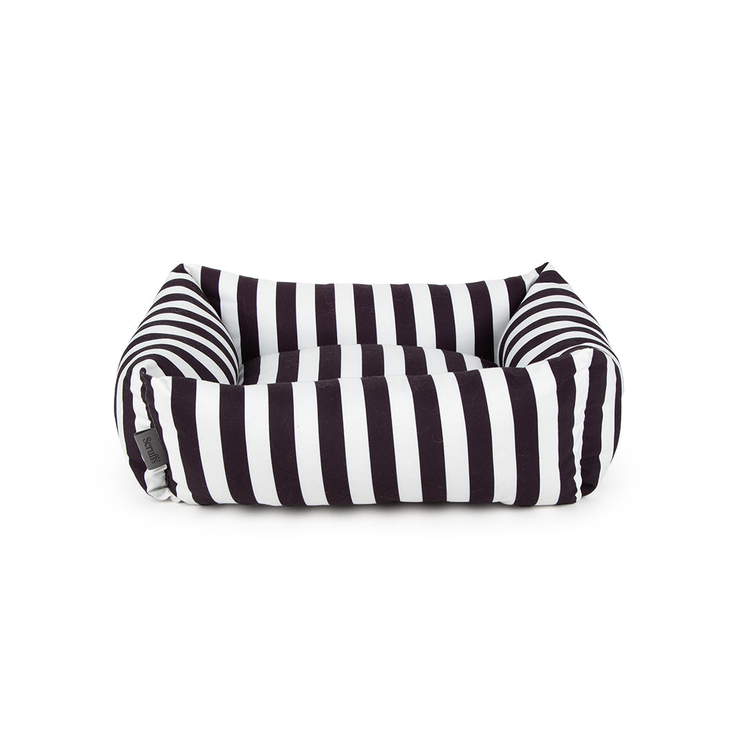 Amalfi Striped Box Bed - Black- Medium (60 x 50cm / 24" x 19.5")