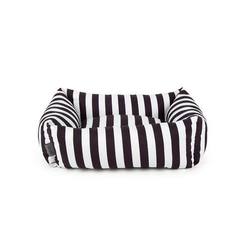 Amalfi Striped Box Bed - Black- Medium (60 x 50cm / 24" x 19.5")