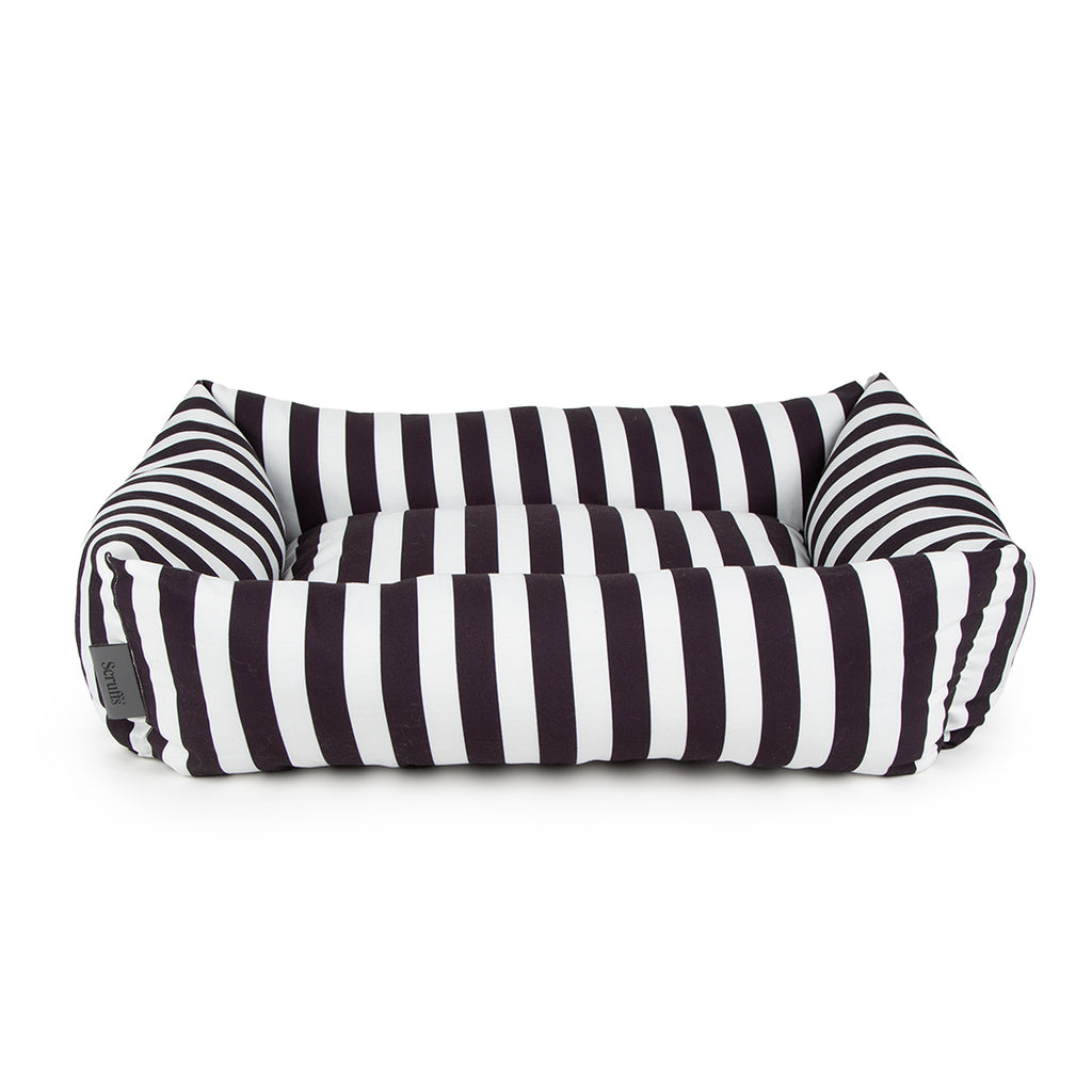 Amalfi Striped Box Bed - Black- X-Large (90 x 70cm / 36" x 27.5")