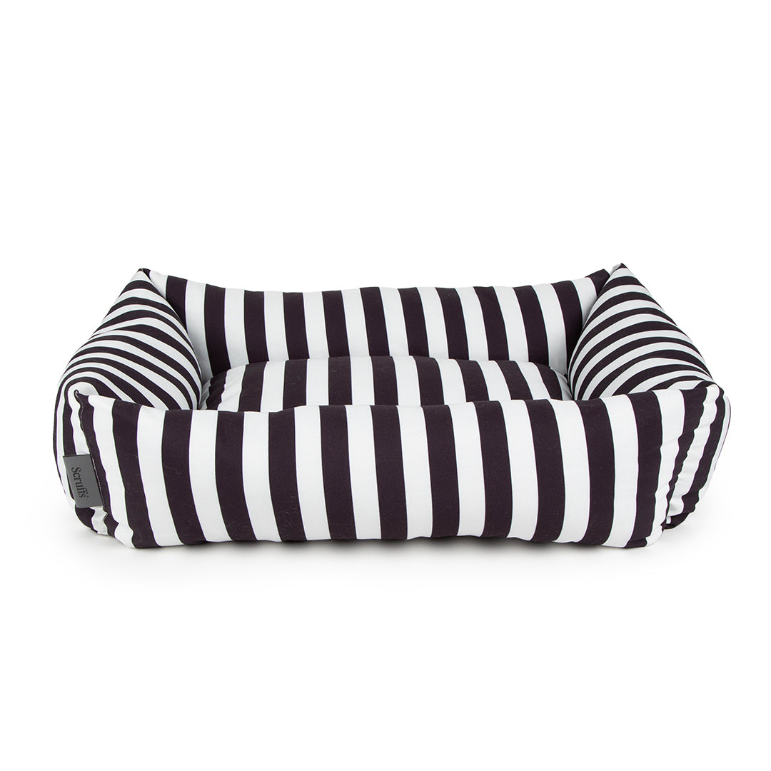 Amalfi Striped Box Bed - Black- X-Large (90 x 70cm / 36" x 27.5")