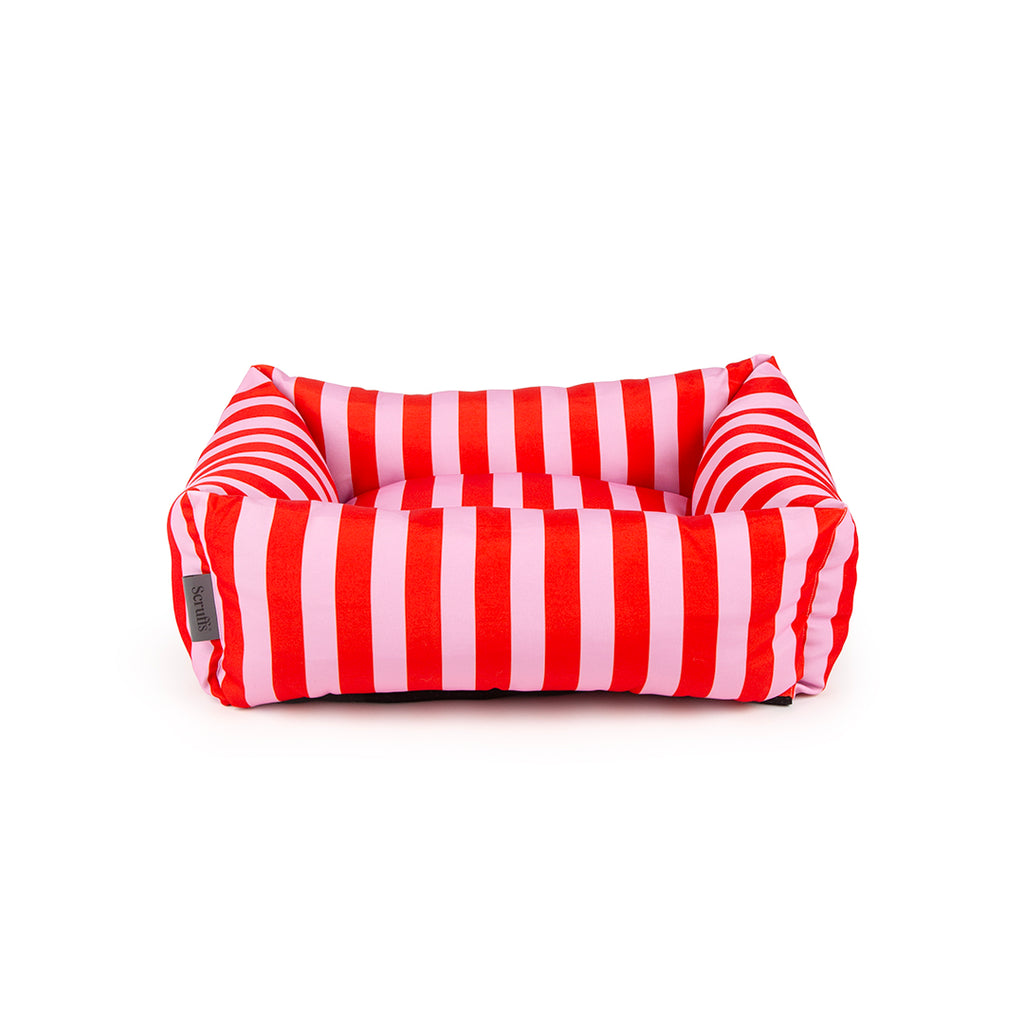 Amalfi Striped Box Bed - Pink- Medium (60 x 50cm / 24" x 19.5")