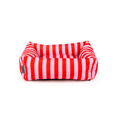 Amalfi Striped Box Bed - Pink- Medium (60 x 50cm / 24" x 19.5")