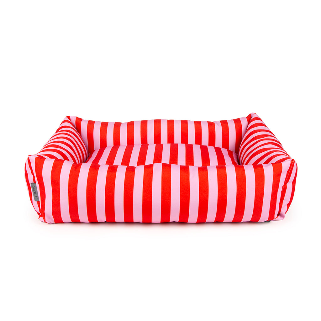 Amalfi Striped Box Bed - Pink- X-Large (90 x 70cm / 36" x 27.5")
