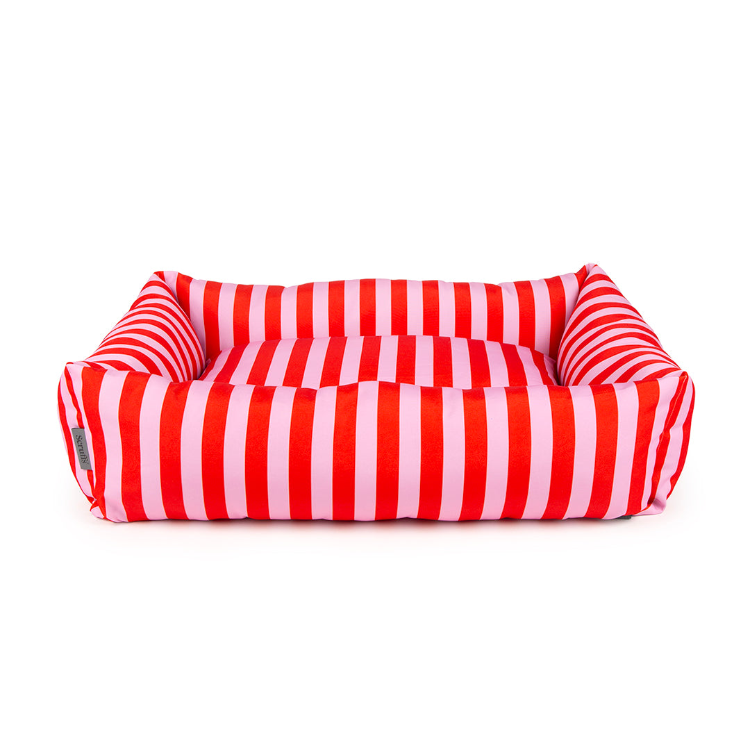Amalfi Striped Box Bed - Pink- X-Large (90 x 70cm / 36" x 27.5")