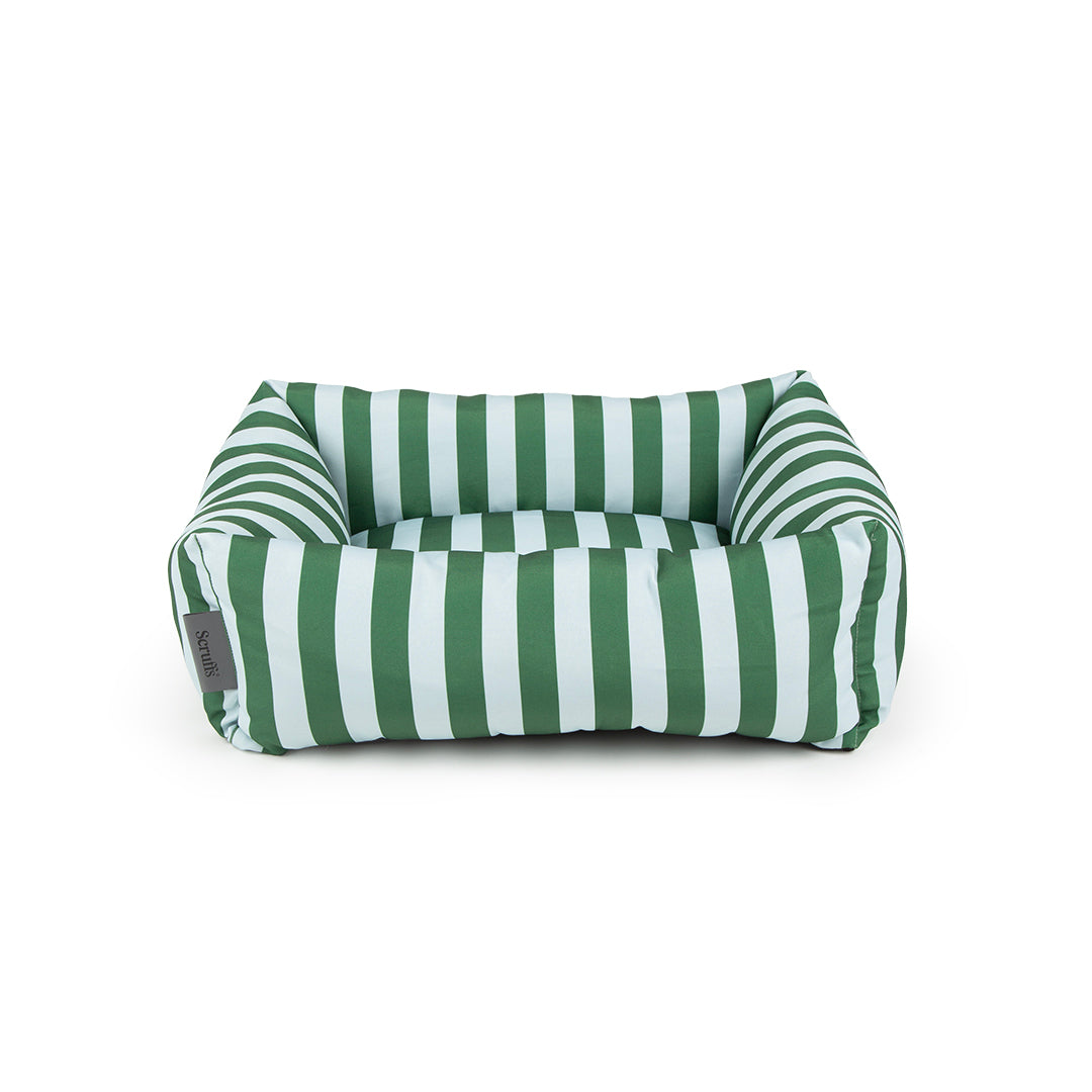 Amalfi Striped Box Bed - Green- Medium (60 x 50cm / 24" x 19.5")
