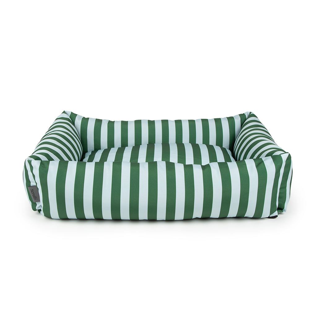 Amalfi Striped Box Bed - Green- X-Large (90 x 70cm / 36" x 27.5")