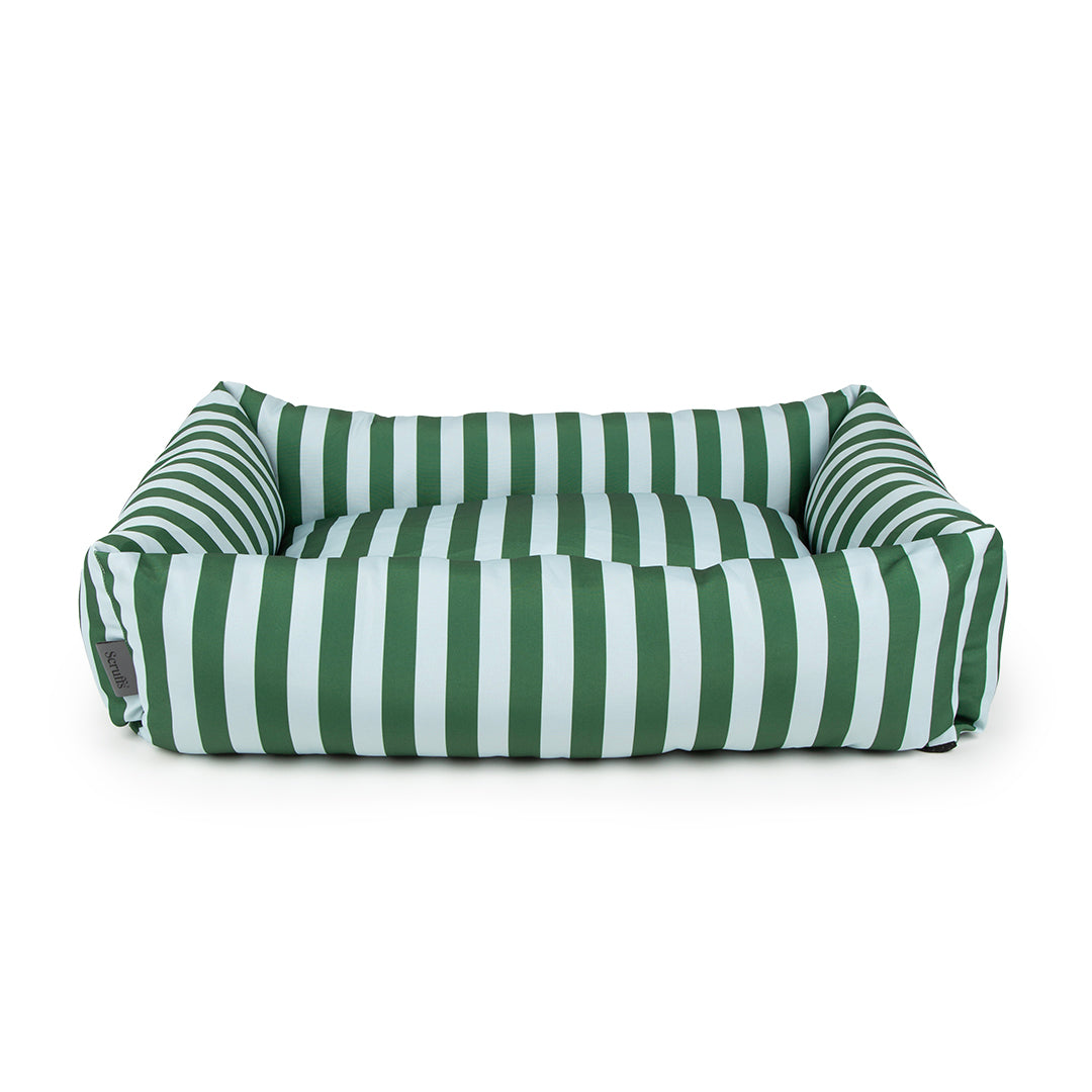 Amalfi Striped Box Bed - Green- X-Large (90 x 70cm / 36" x 27.5")