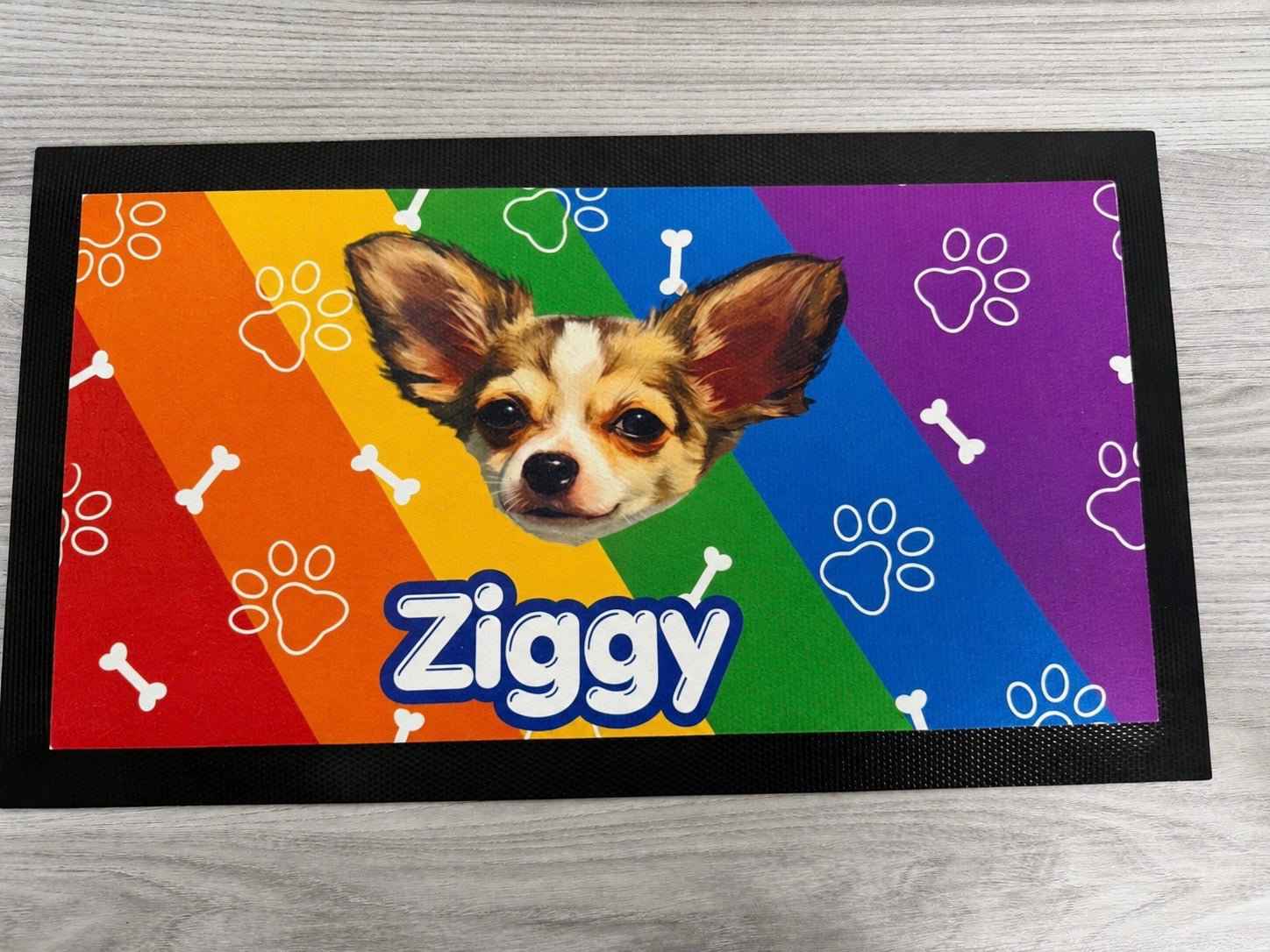 Pride inspired dog bowl mat
