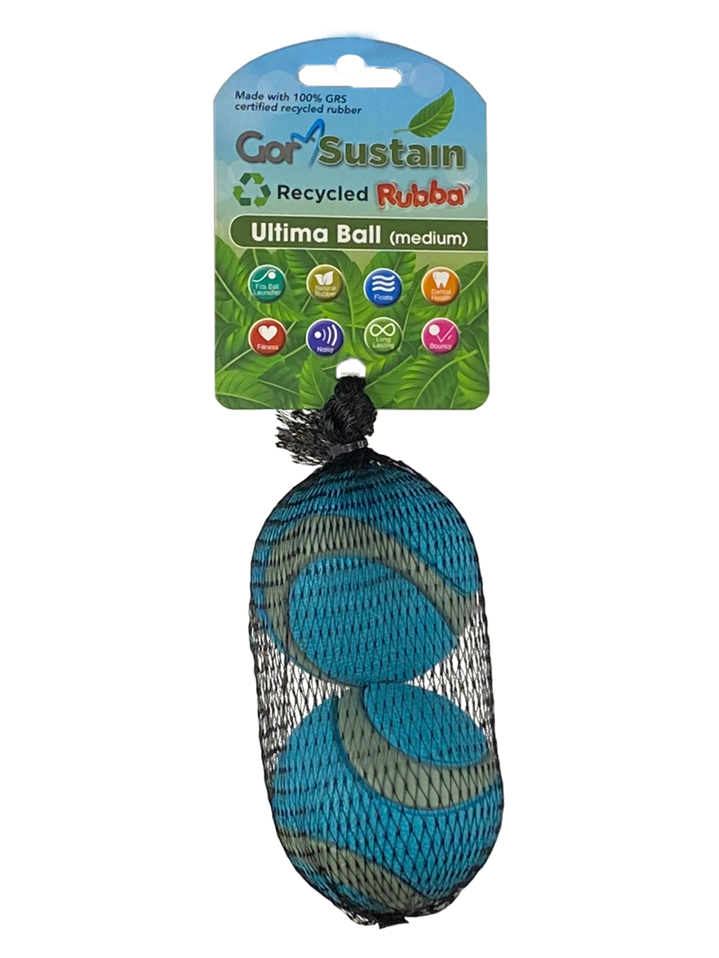 Gor Pets Sustain Rubba Ultima Ball 2 PACK Medium 6.5cm - Blue