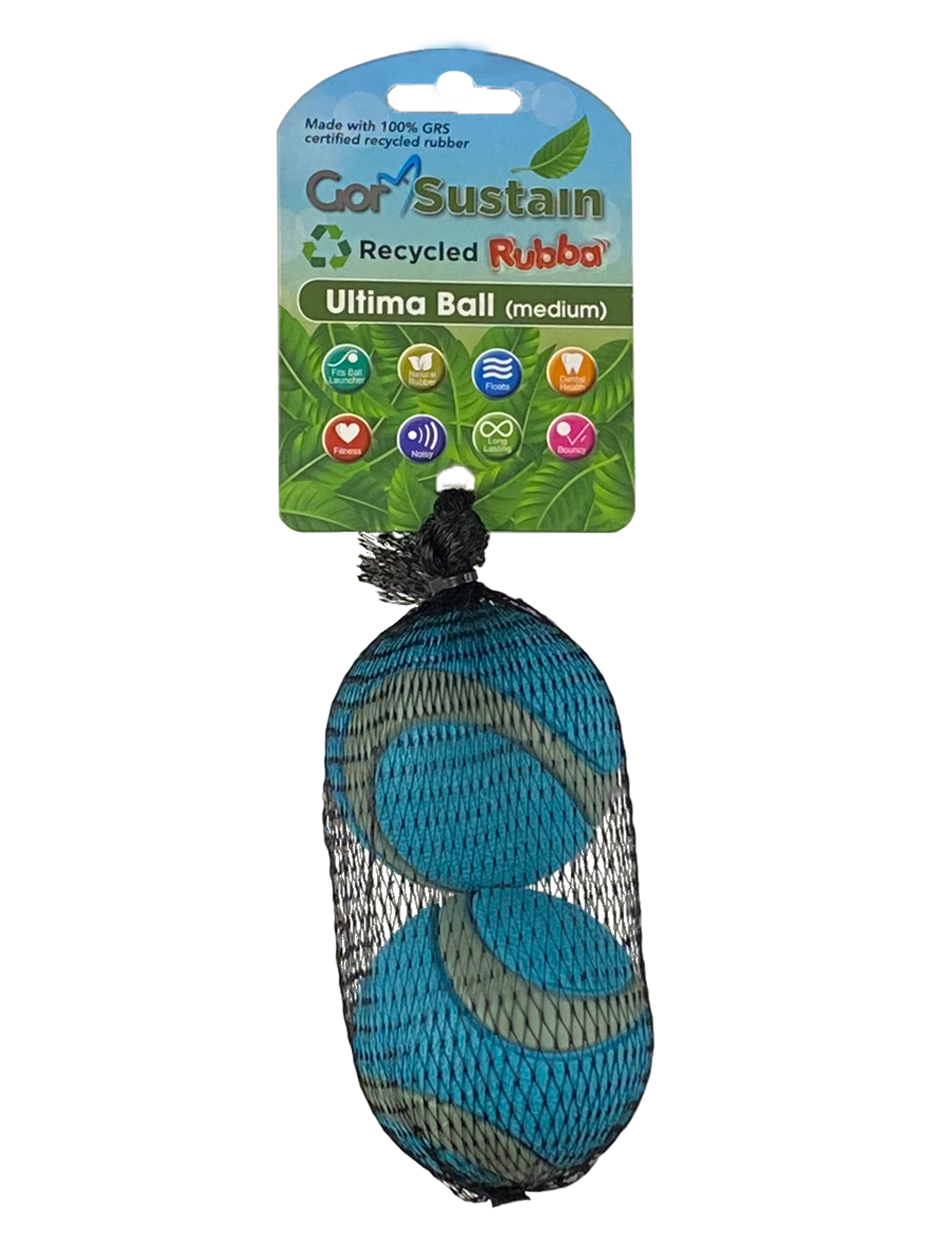 Gor Pets Sustain Rubba Ultima Ball 2 PACK Medium 6.5cm - Blue