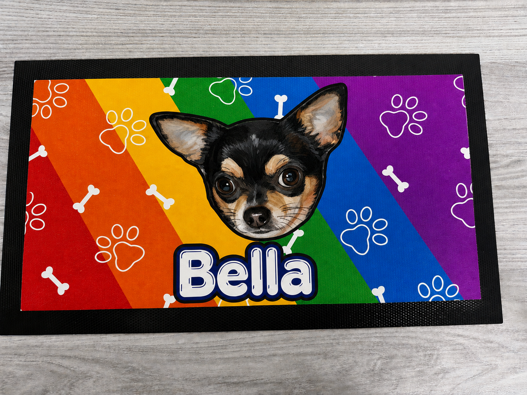 Pride inspired dog bowl mat