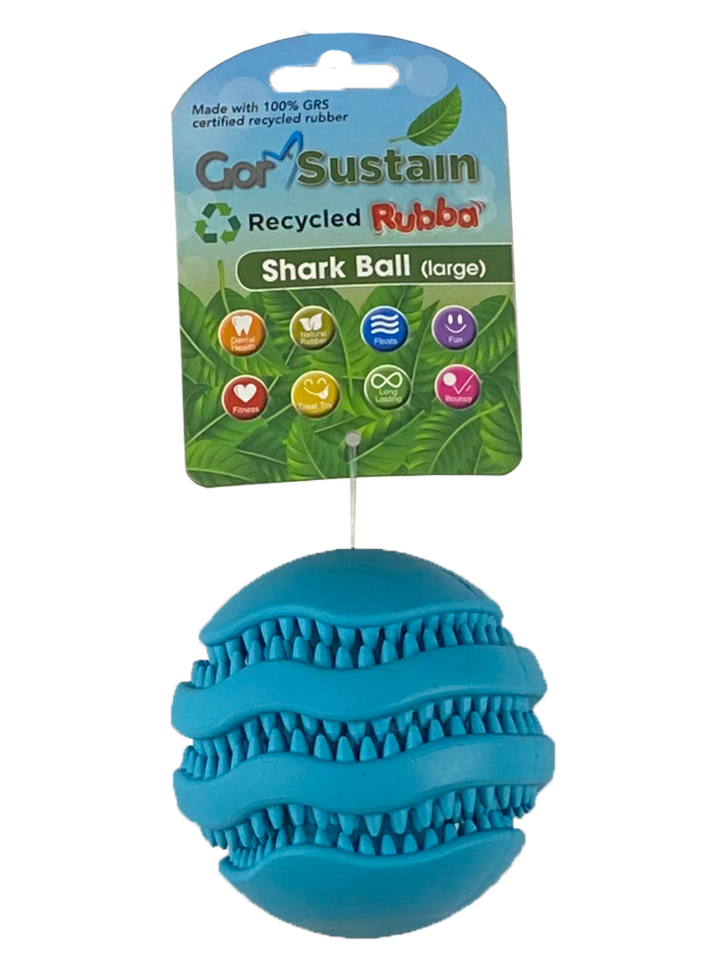 Gor Pets Sustain Rubba Shark Ball - Large (10.5cm) - Blue