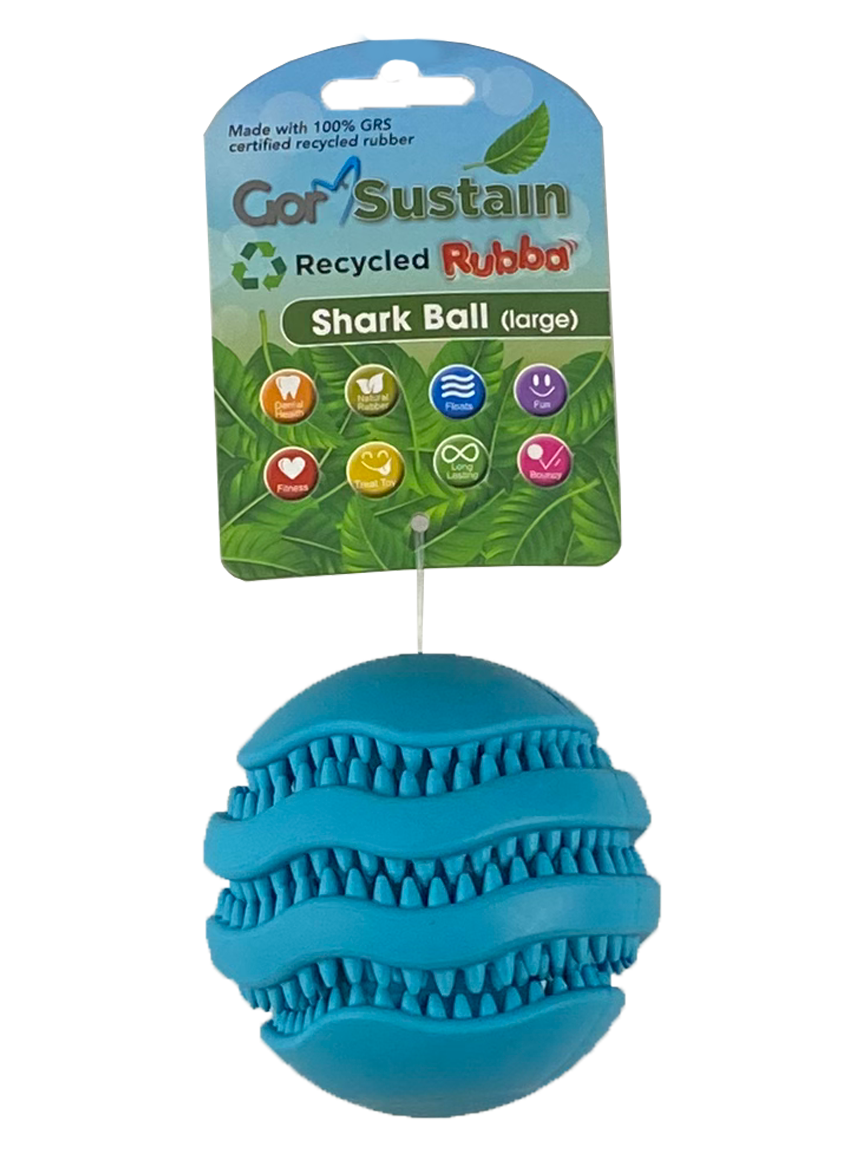 Gor Pets Sustain Rubba Shark Ball - Large (10.5cm) - Blue