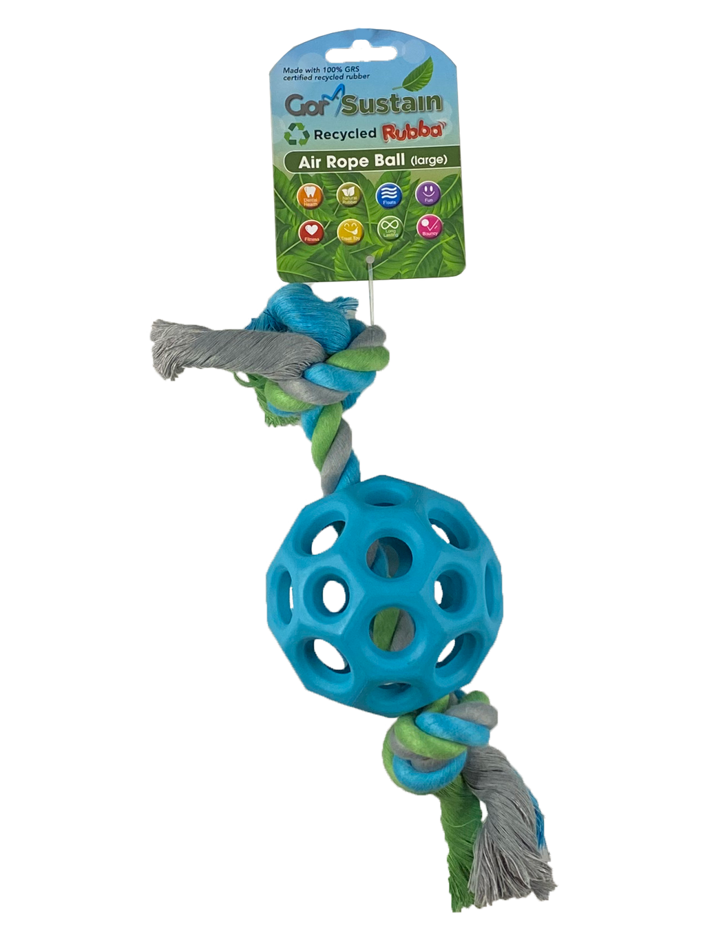 Gor Pets Sustain Rubba Air Rope Ball - Large (10.5cm) - Blue