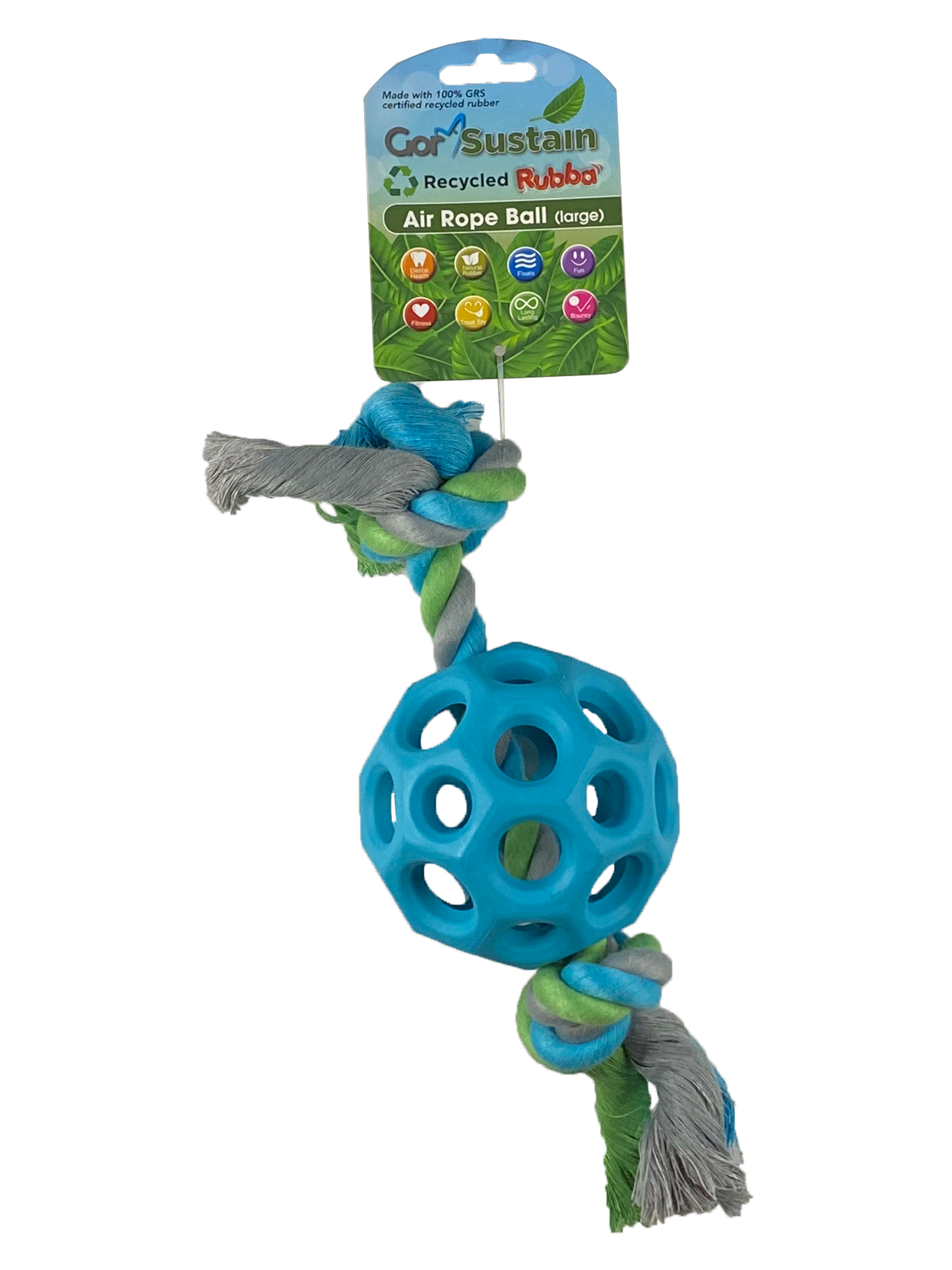 Gor Pets Sustain Rubba Air Rope Ball - Large (10.5cm) - Blue