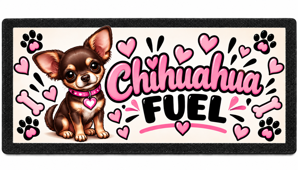 Chihuahua Fuel Dog Bowl Mat – 44 × 25 cm