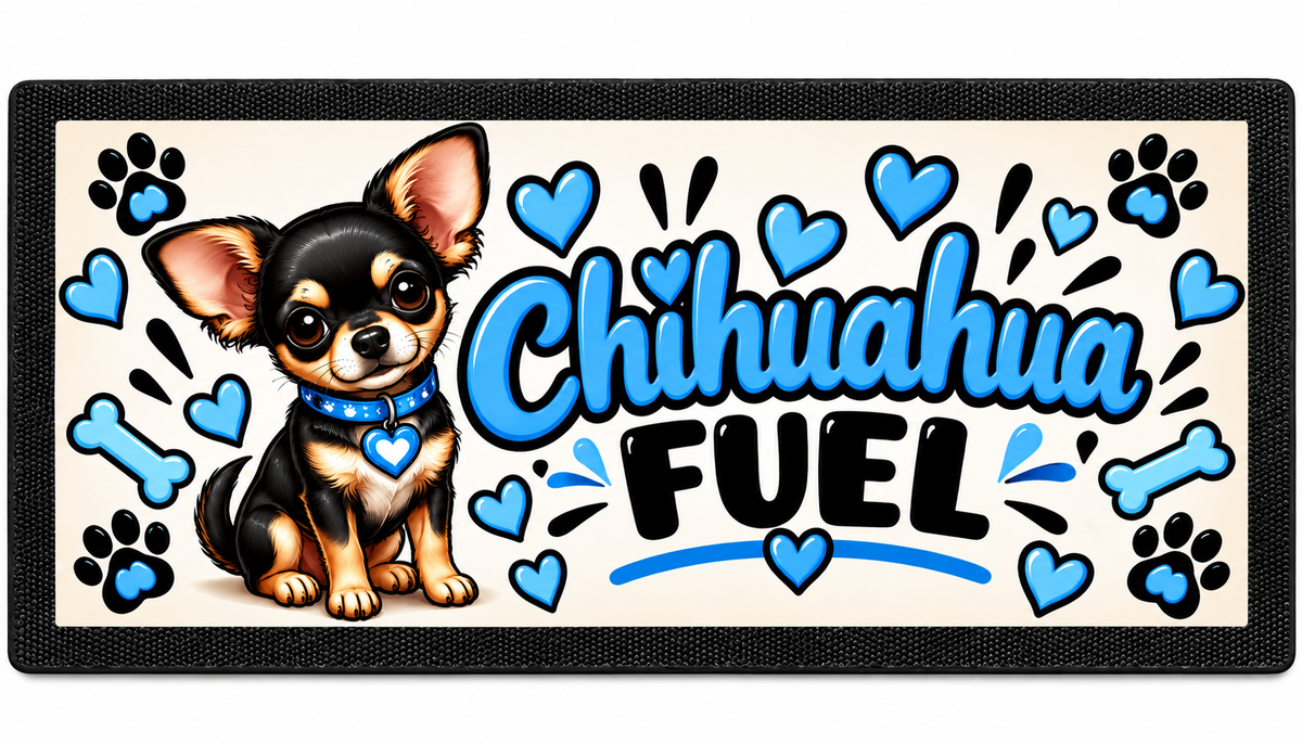 Chihuahua Fuel Dog Bowl Mat – 44 × 25 cm