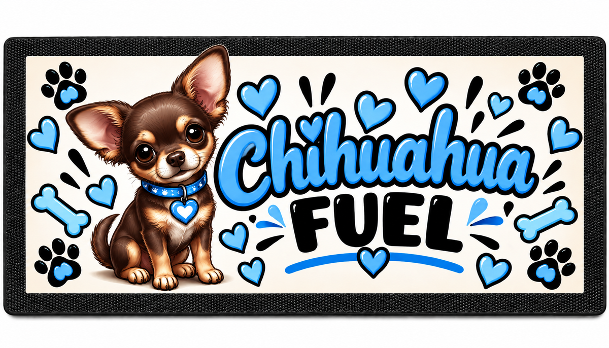 Chihuahua Fuel Dog Bowl Mat – 44 × 25 cm