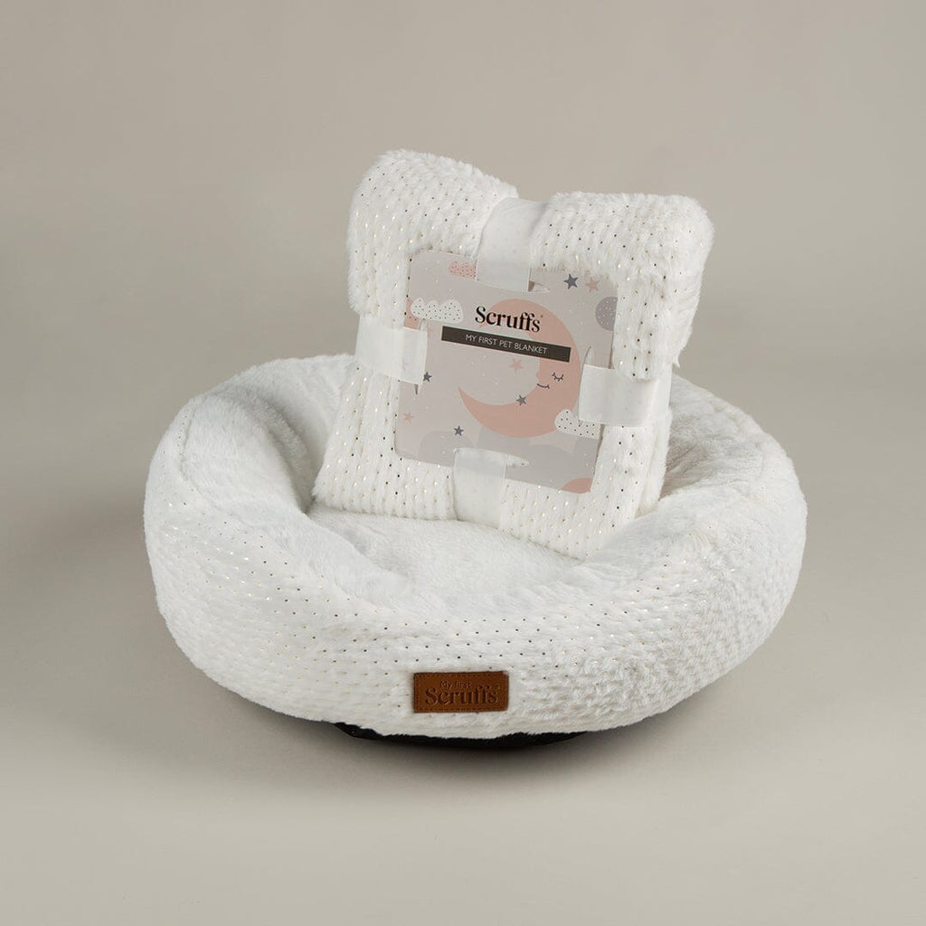 Starlight 'My First' Round Kitten & Puppy Bed & Blanket Set - Cream