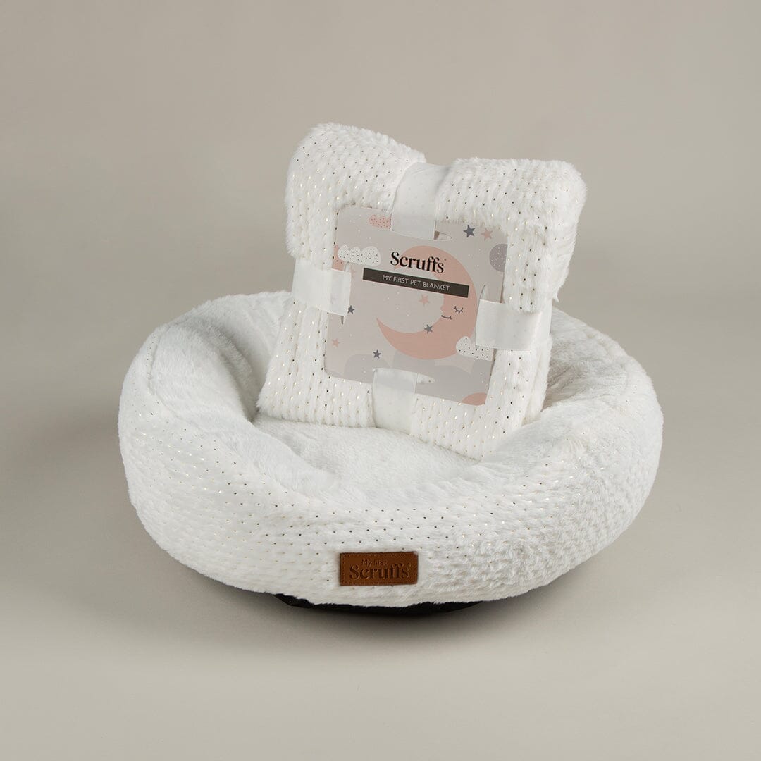 Starlight 'My First' Round Kitten & Puppy Bed & Blanket Set - Cream