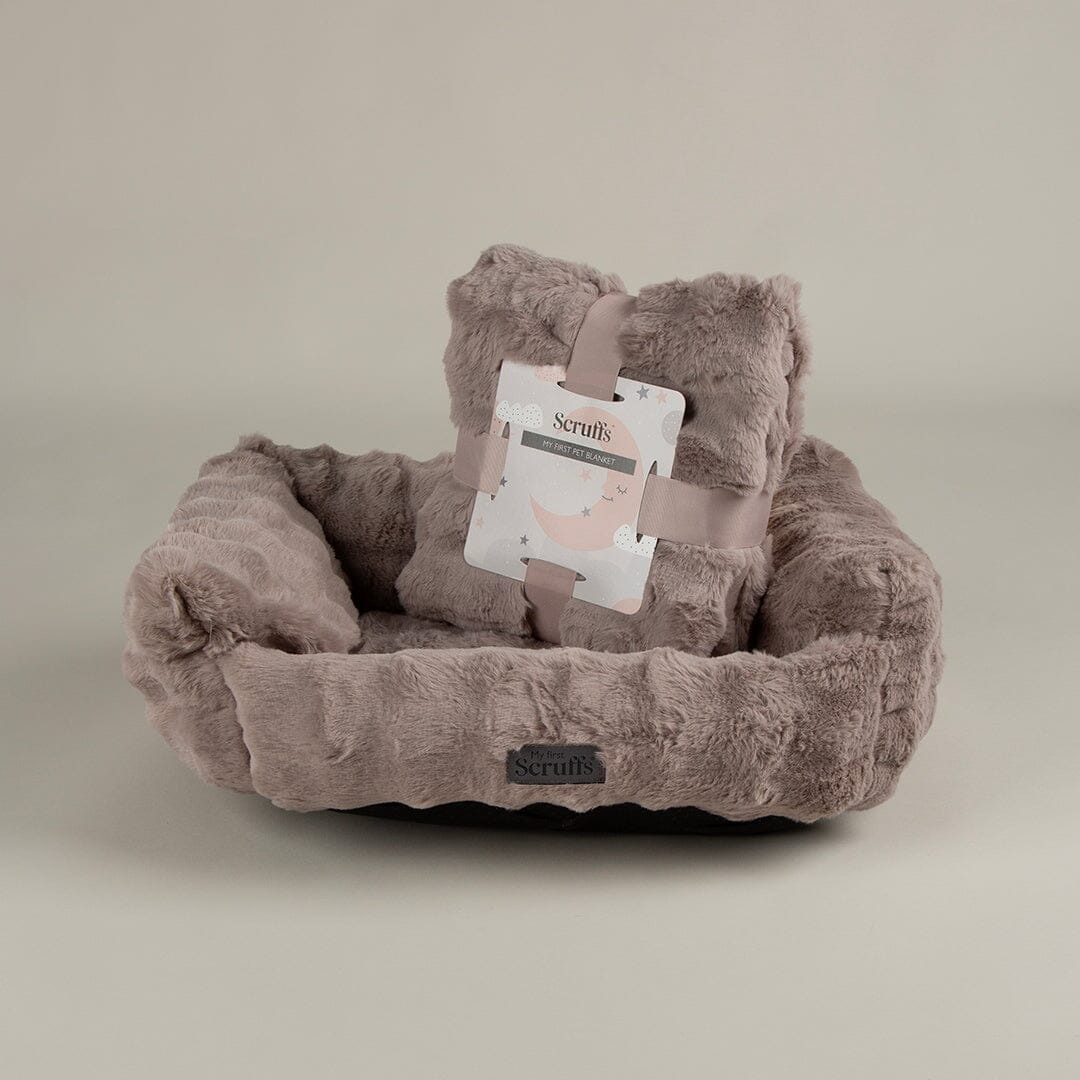 Cloud 'My First' Kitten & Puppy Box Bed & Blanket Set - Grey