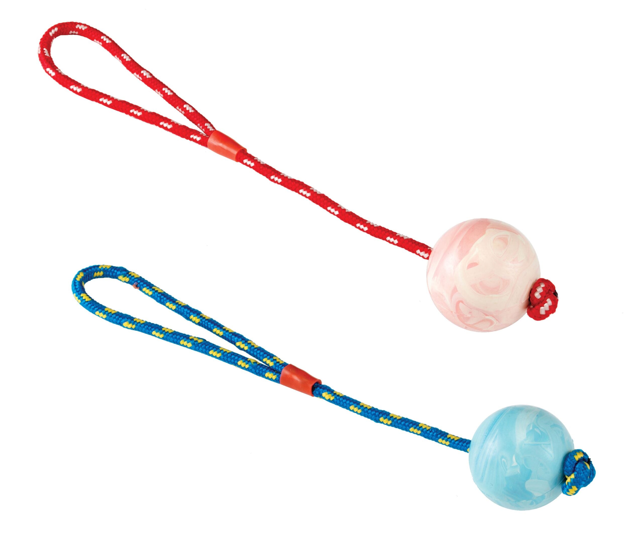 Gor Pets Rubber Rope Ball Large 7.2cm Pink/Blue - Pink/Blue