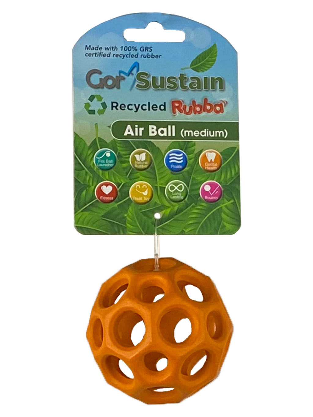 Gor Pets Sustain Rubba Air Ball - Medium (6.5cm) - Orange