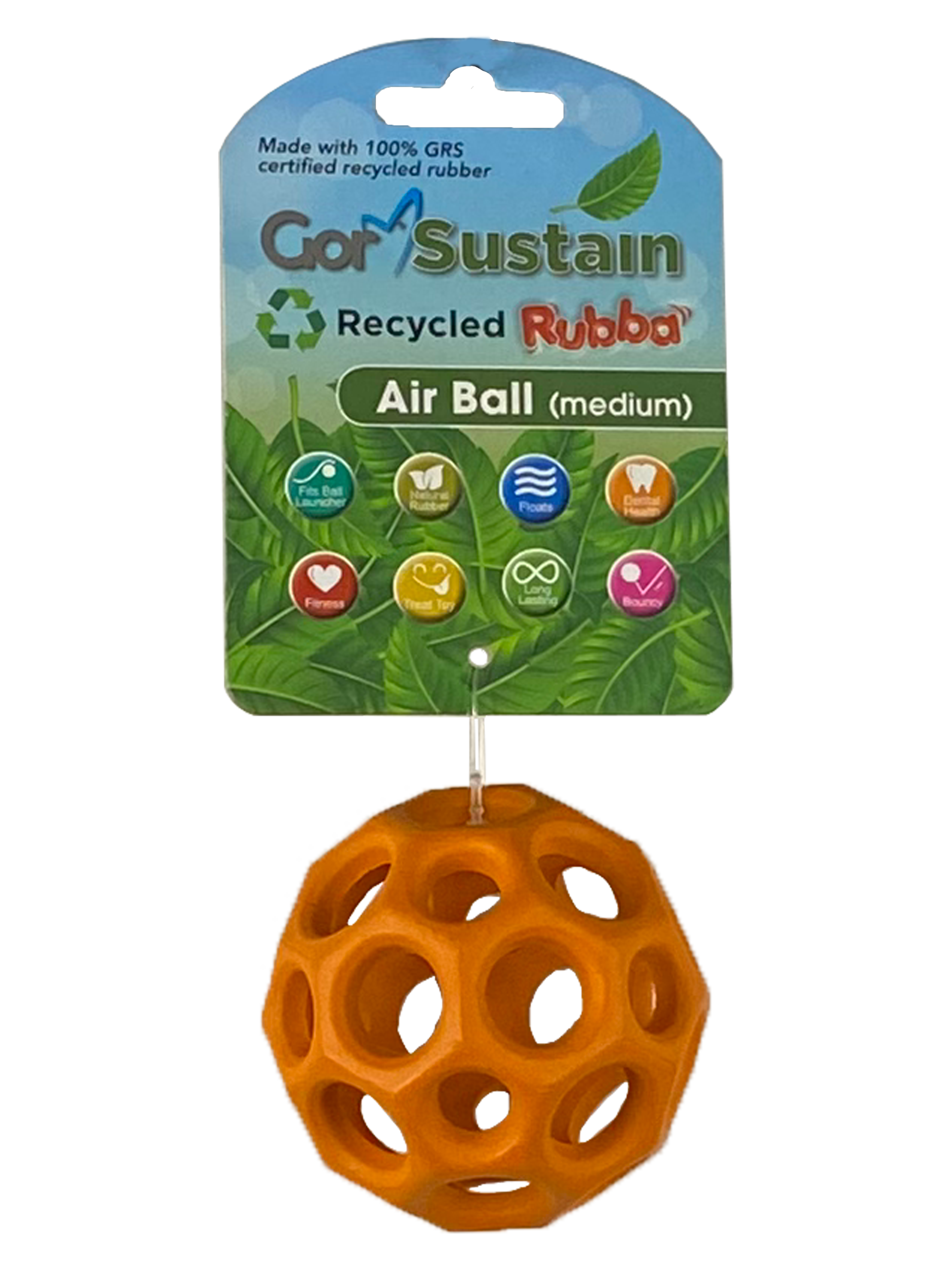 Gor Pets Sustain Rubba Air Ball - Medium (6.5cm) - Orange